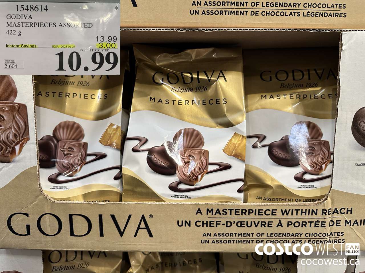 1548614 GODIVA MASTERPIECES ASSORTED 420 g ($3.00 INSTANT SAVINGS EXPIRES ON 2025-01-26) $10.99