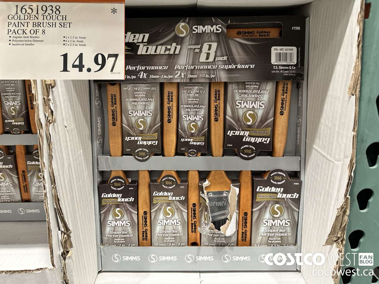 1651938 GOLDEN TOUCH PAINT BRUSH SET PACK OF 8 $14.97