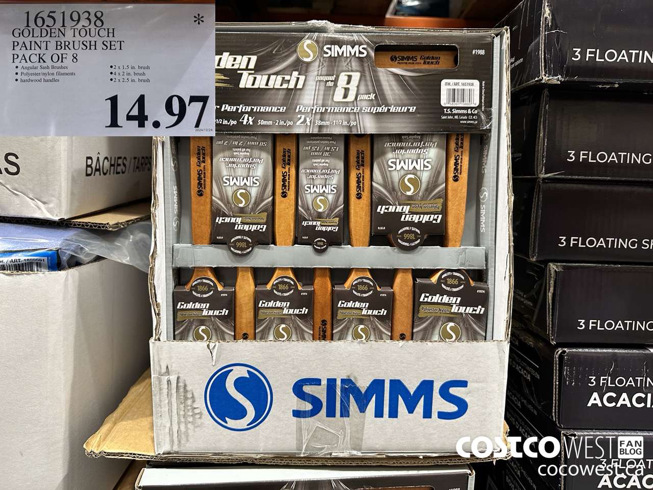 1651938 GOLDEN TOUCH PAINT BRUSH SET PACK OF 8 $14.97