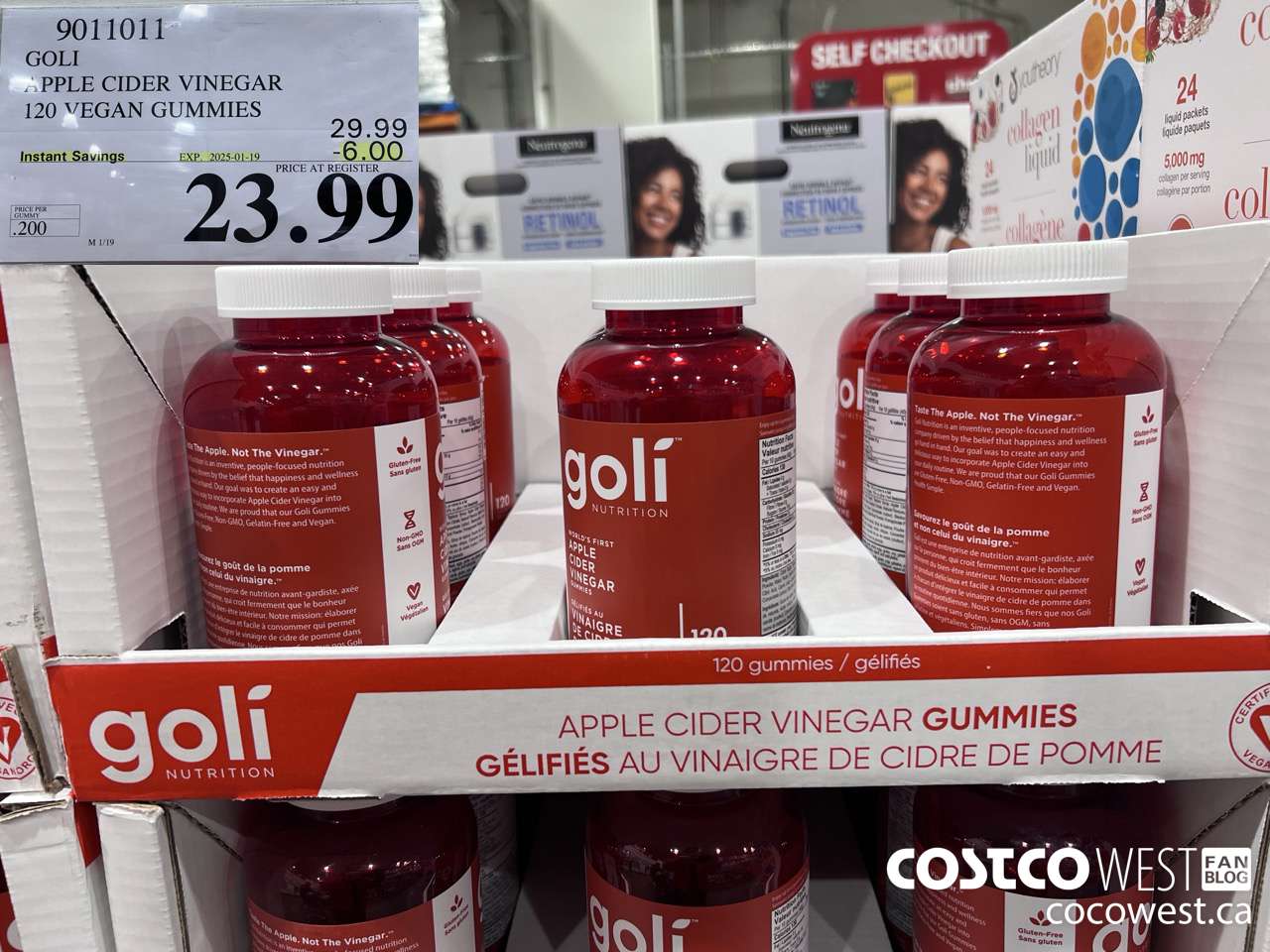 9011011 GOLI APPLE CIDER VINEGAR 120 VEGAN GUMMIES ($6.00 INSTANT SAVINGS EXPIRES ON 2025-01-19) $23.99