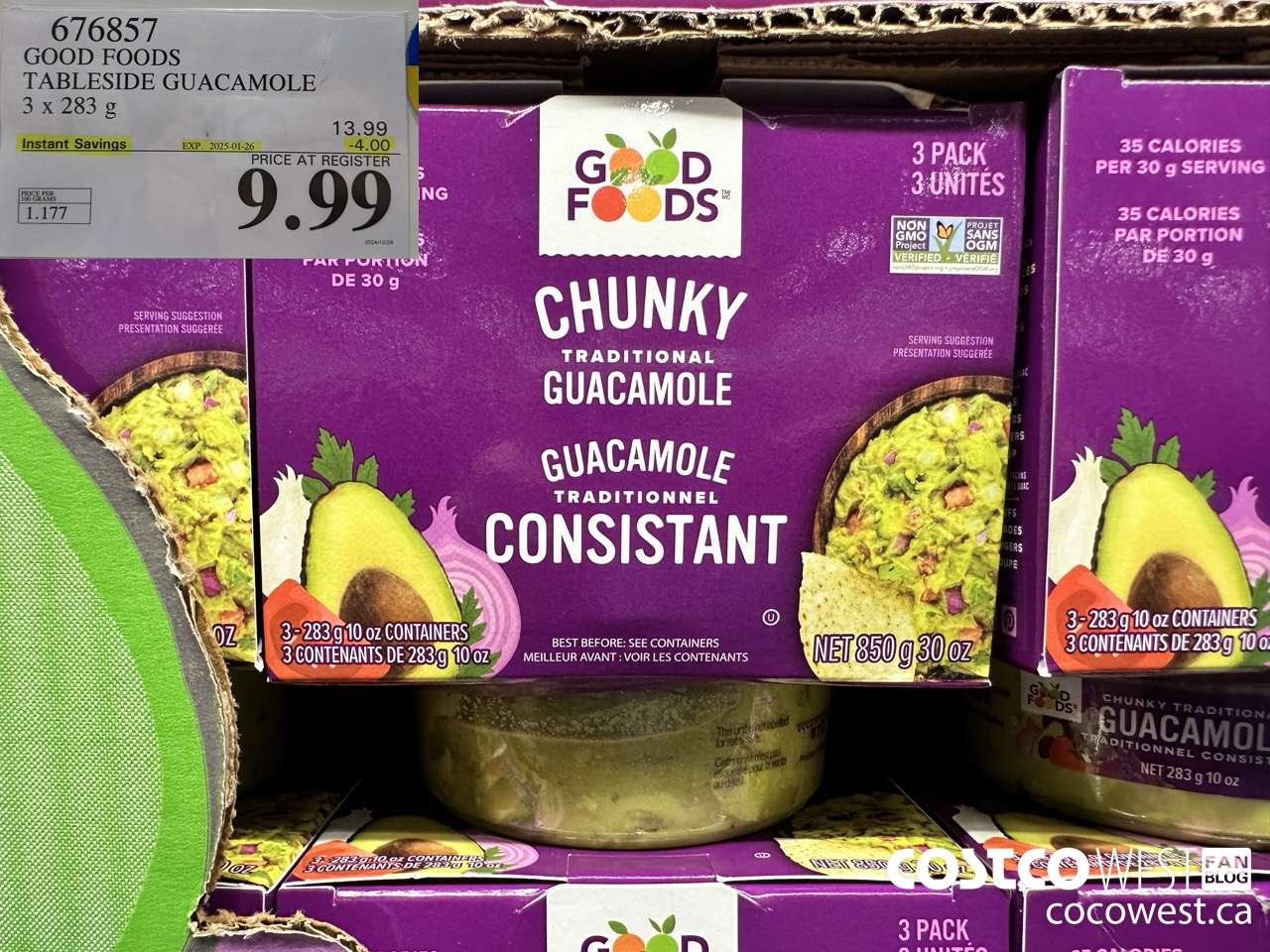 676857 GOOD FOODS TABLESIDE GUACAMOLE 3 x 283 g ($4.00 INSTANT SAVINGS EXPIRES ON 2025-01-26) $9.99