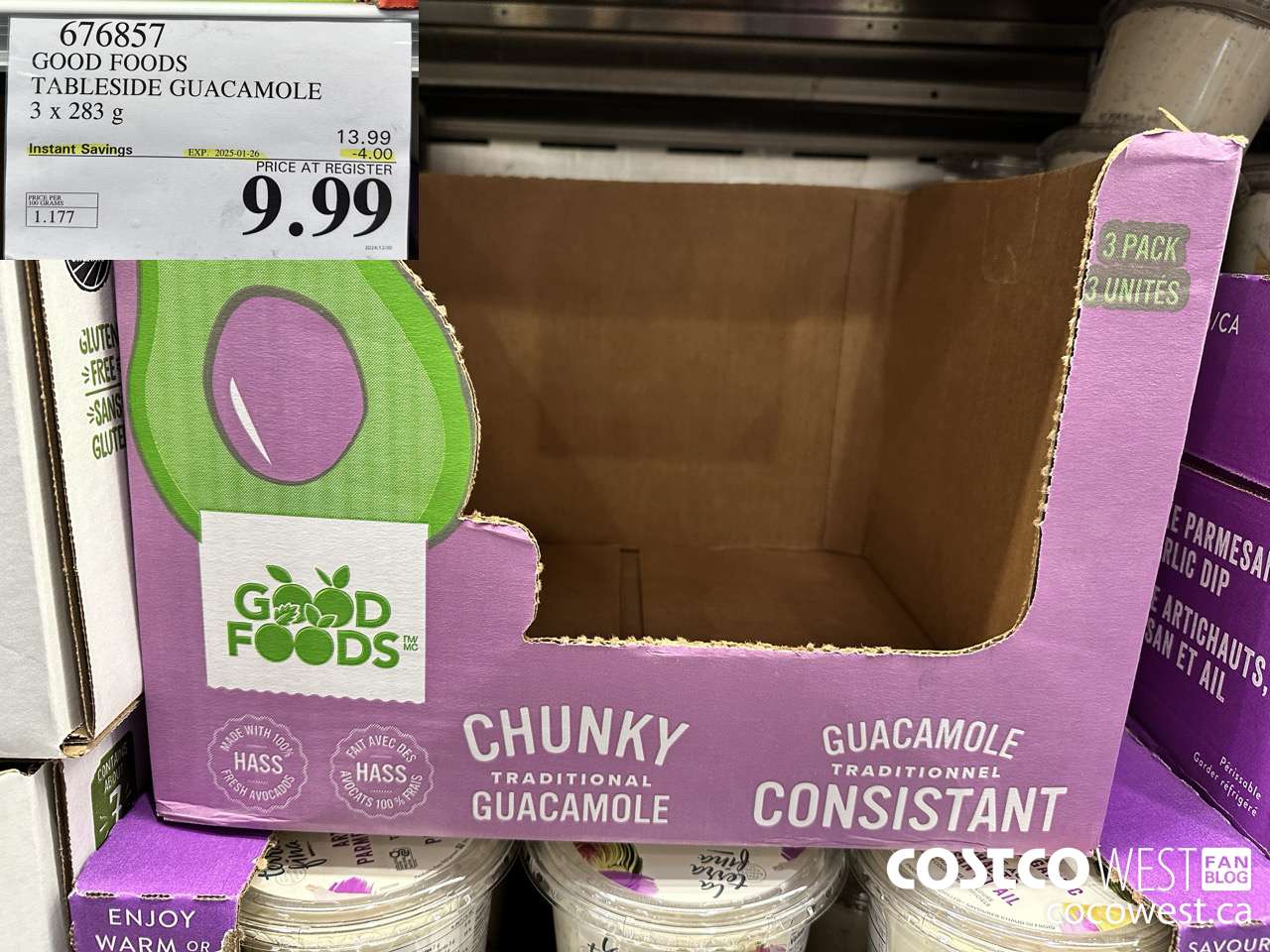 676857 GOOD FOODS TABLESIDE GUACAMOLE 3 x 283 g ($4.00 INSTANT SAVINGS EXPIRES ON 2025-01-26) $9.99