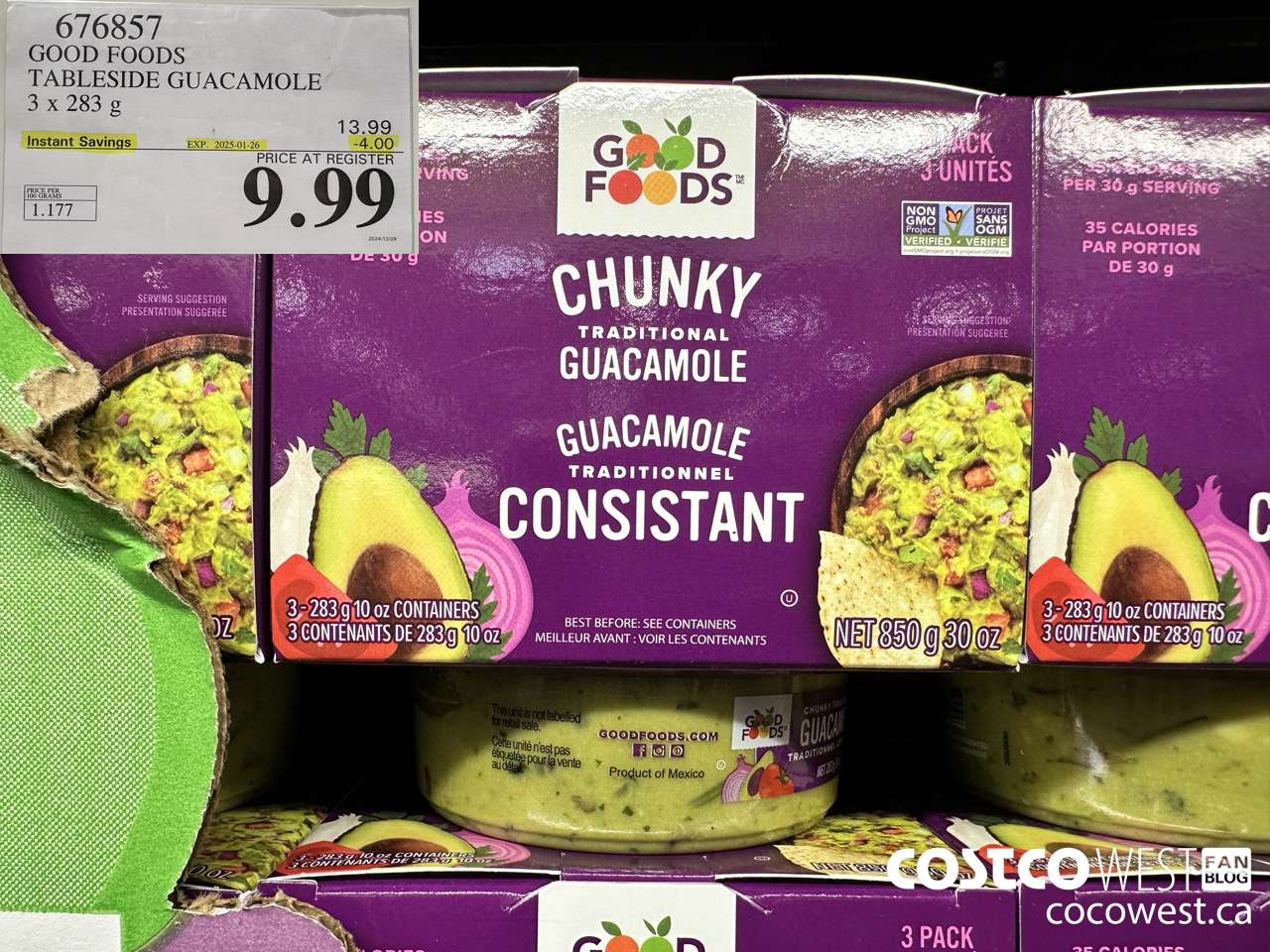 676857 GOOD FOODS TABLESIDE GUACAMOLE 3 x 283 g ($4.00 INSTANT SAVINGS EXPIRES ON 2025-01-26) $9.99