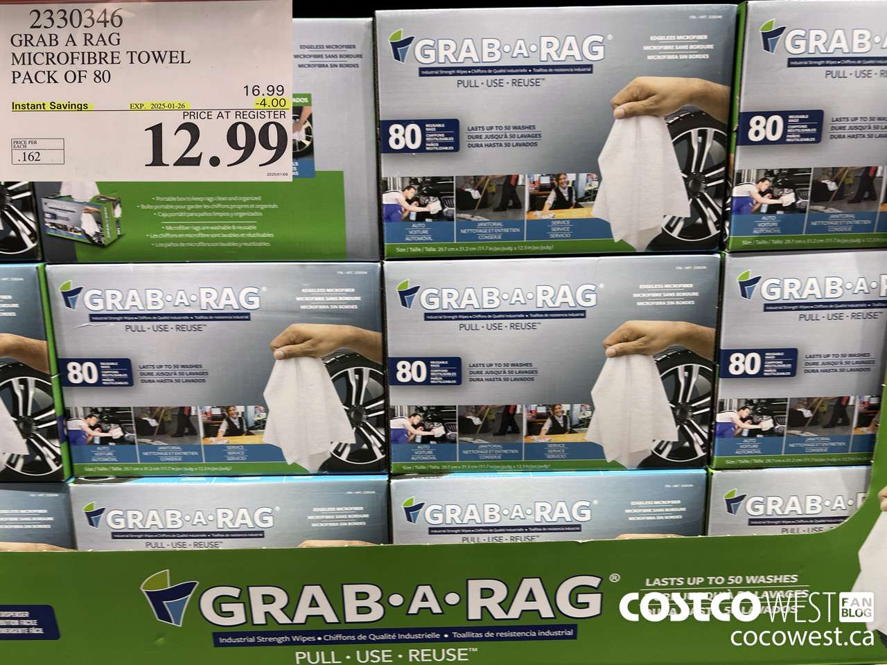 2330346 GRAB A RAG MICROFIBRE TOWEL PACK OF 80 ($4.00 INSTANT SAVINGS EXPIRES ON 2025-01-26) $12.99
