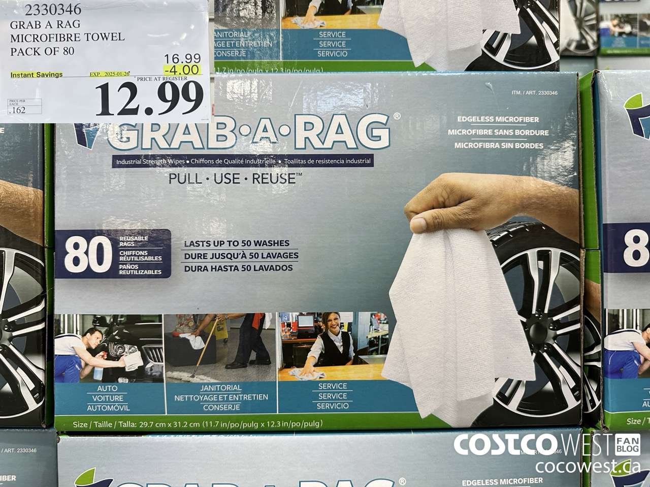 2330346 GRAB A RAG MICROFIBRE TOWEL PACK OF 80 ($4.00 INSTANT SAVINGS EXPIRES ON 2025-01-26) $12.99