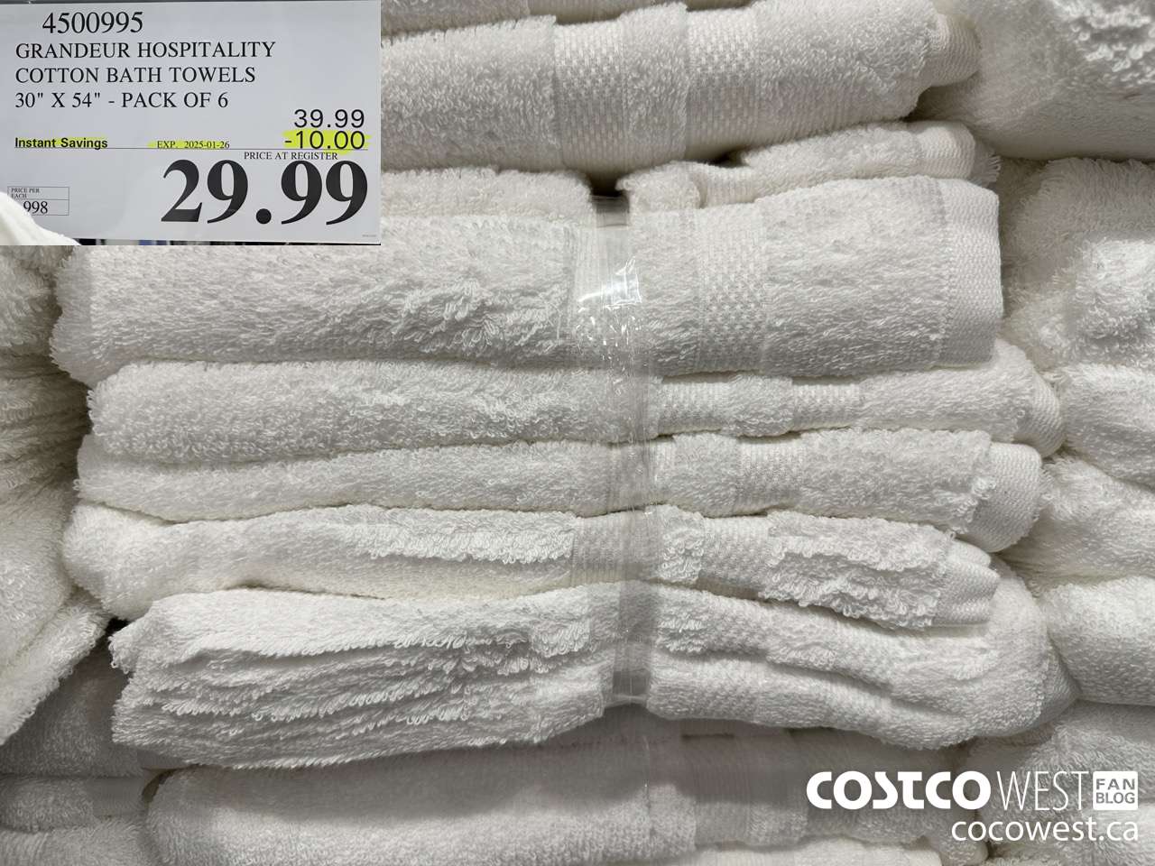 4500995 GRANDEUR HOSPITALITY COTTON BATH TOWELS 30