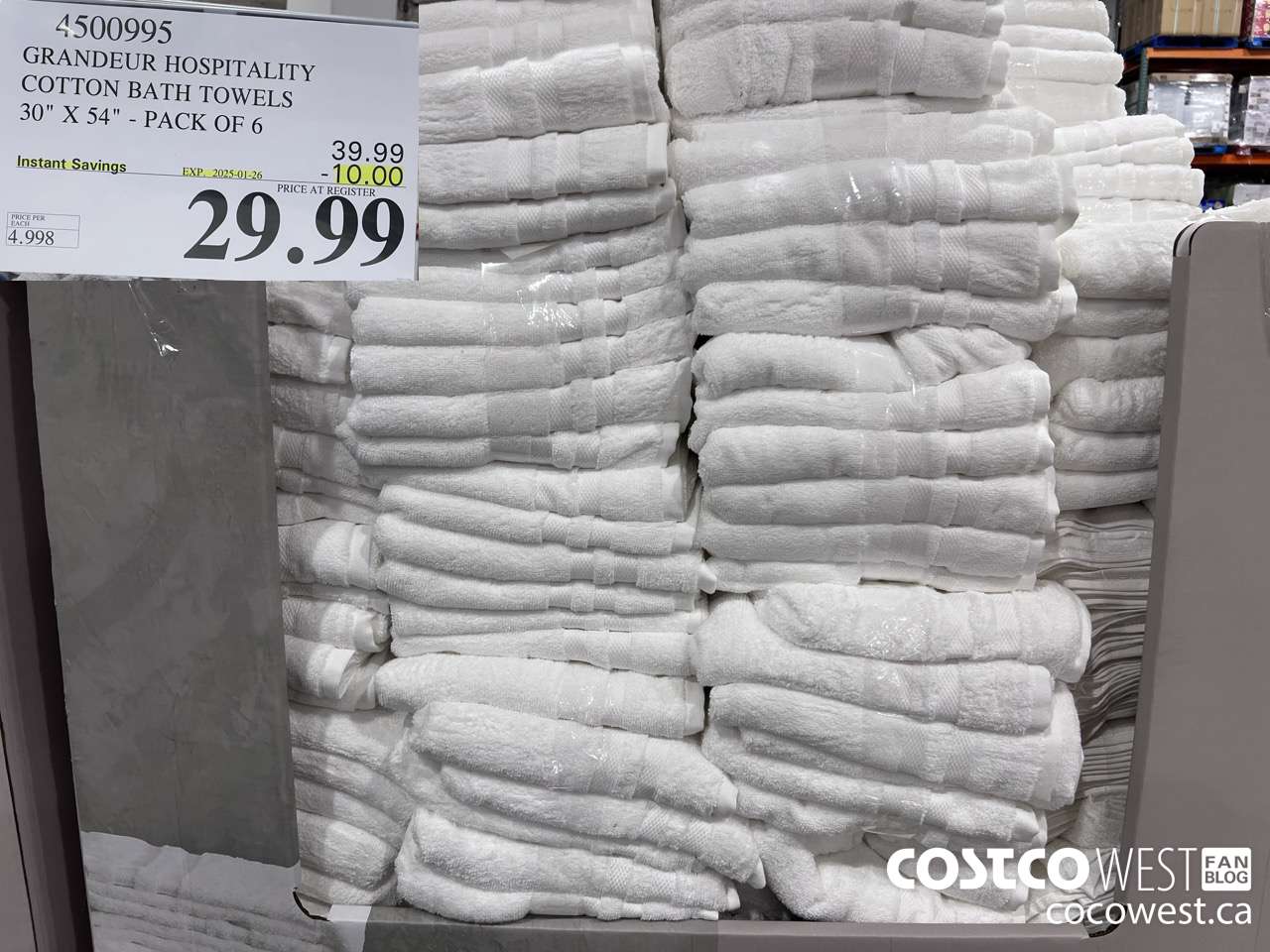 4500995 GRANDEUR HOSPITALITY COTTON BATH TOWELS 30