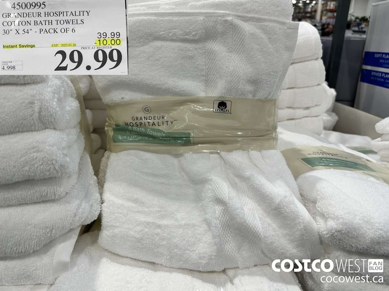 4500995 GRANDEUR HOSPITALITY COTTON BATH TOWELS 30