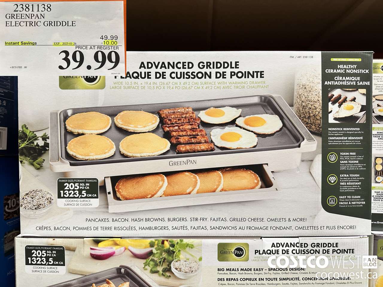2381138 GREENPAN ELECTRIC GRIDDLE ($10.00 INSTANT SAVINGS EXPIRES ON 2025-01-26) $39.99