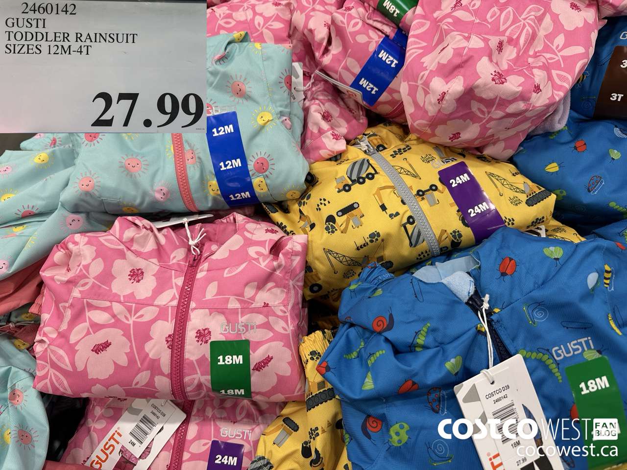 2460142 GUSTI TODDLER RAINSUIT SIZES 12M-3T $27.99