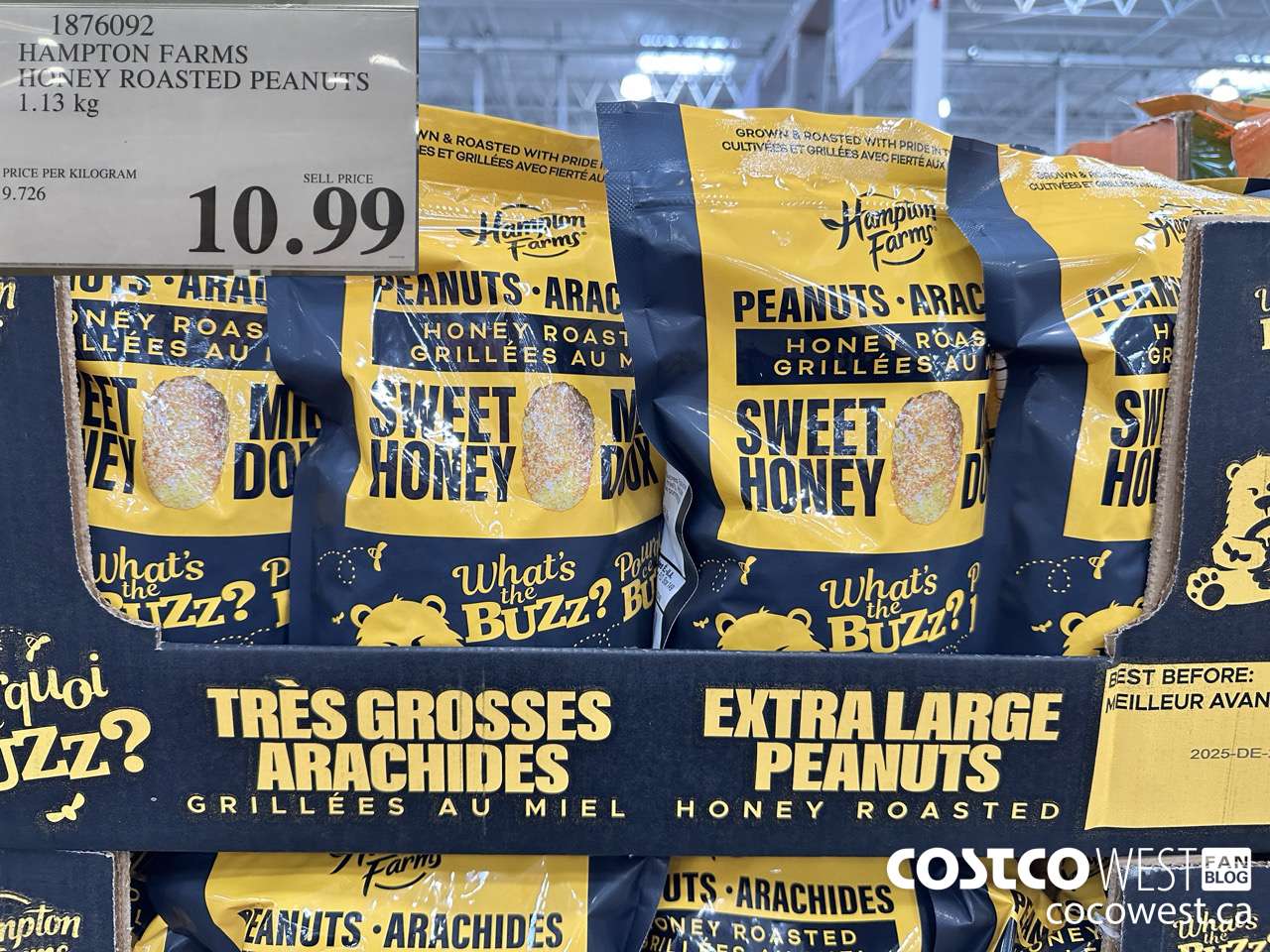 1876092 HAMPTON FARMS HONEY ROASTED PEANUTS 1.13KG $10.99