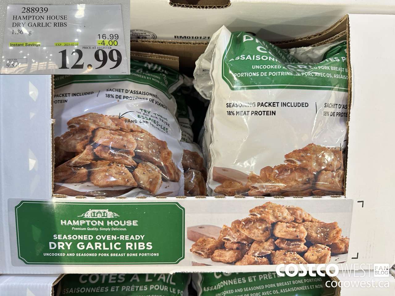 288939 HAMPTON HOUSE DRY GARLIC RIBS 1.36 kg ($4.00 INSTANT SAVINGS EXPIRES ON 2025-02-09) $12.99