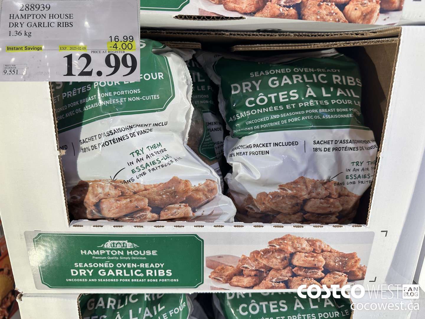 288939 HAMPTON HOUSE DRY GARLIC RIBS 1.36 kg ($4.00 INSTANT SAVINGS EXPIRES ON 2025-02-09) $12.99