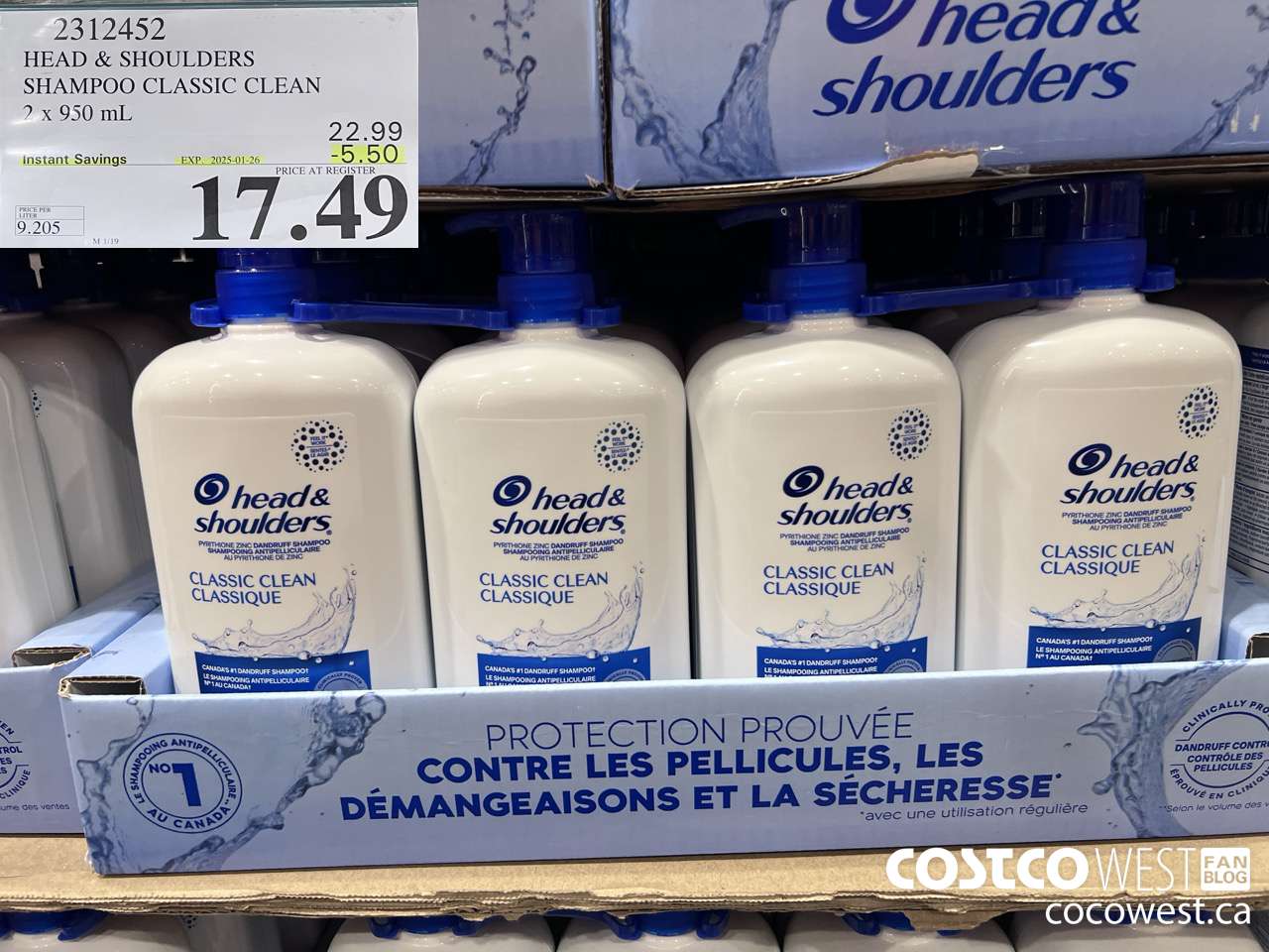2312452 HEAD & SHOULDERS SHAMPOO CLASSIC CLEAN 2 X 950 ML ($5.50 INSTANT SAVINGS EXPIRES ON 2025-01-26) $17.49