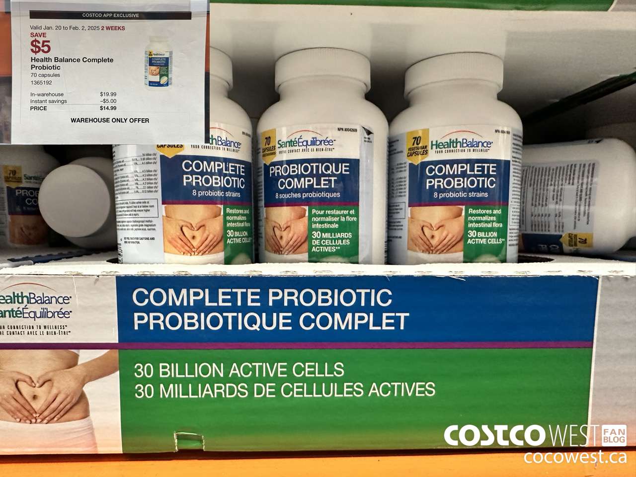 1365192 HEALTH BALANCE COMPLETE PROBIOTIC 70 CAPSULES ($5.00 INSTANT SAVINGS EXPIRES ON 2025-02-02) $14.99