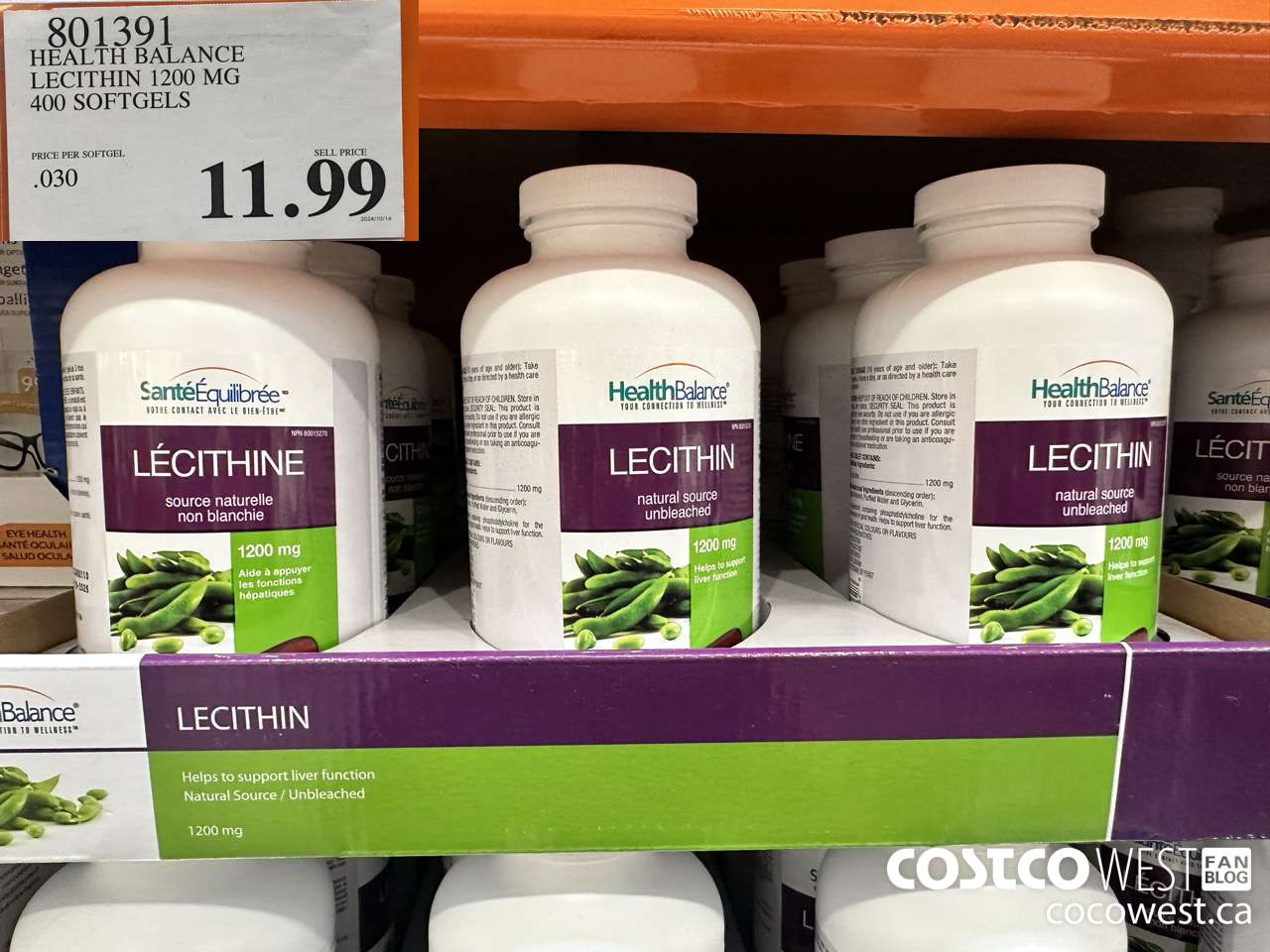 801391 HEALTH BALANCE LECITHIN 1200 MG 400 SOFTGELS $11.99