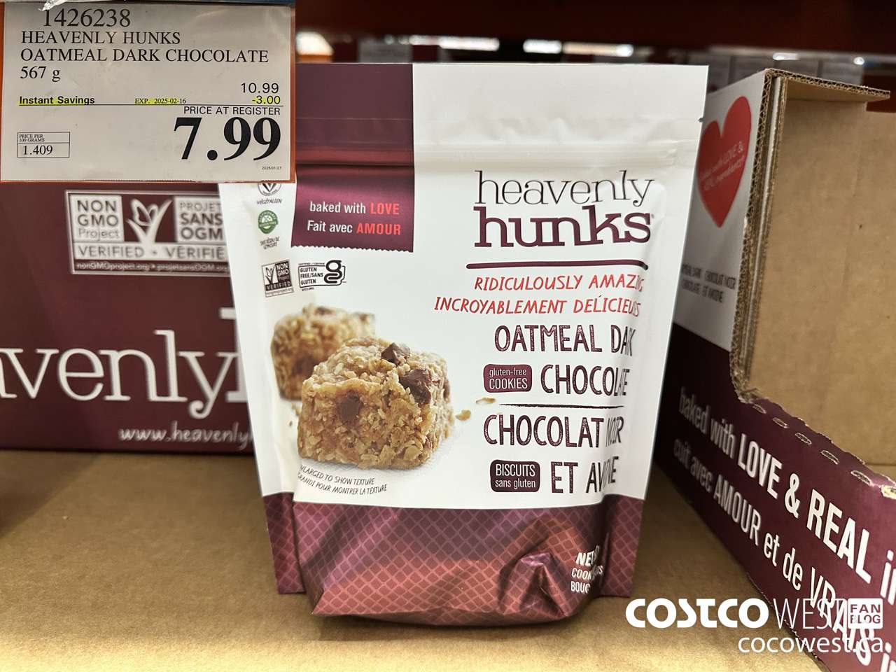 1426238 HEAVENLY HUNKS OATMEAL DARK CHOCOLATE 567g ($3.00 INSTANT SAVINGS EXPIRES ON 2025-02-16) $7.99