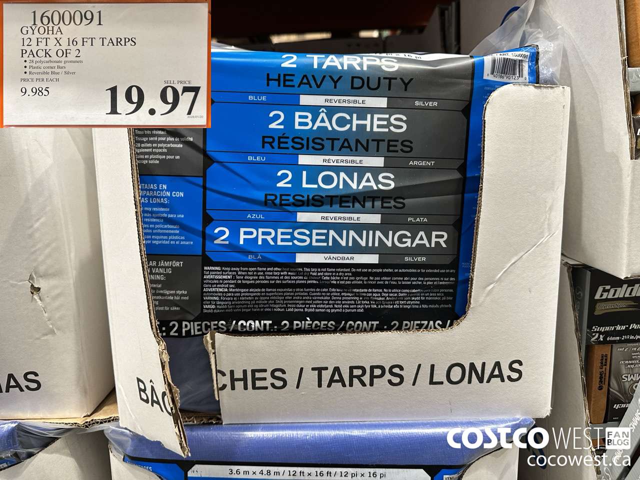 1600091 HEAVY DUTY REVERSIBLE TARPS (BROWN/SILVER) 12' X 16' 2-PACK $19.97