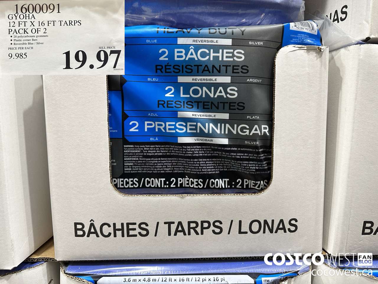 1600091 HEAVY DUTY REVERSIBLE TARPS (BROWN/SILVER) 12' X 16' 2-PACK $19.97