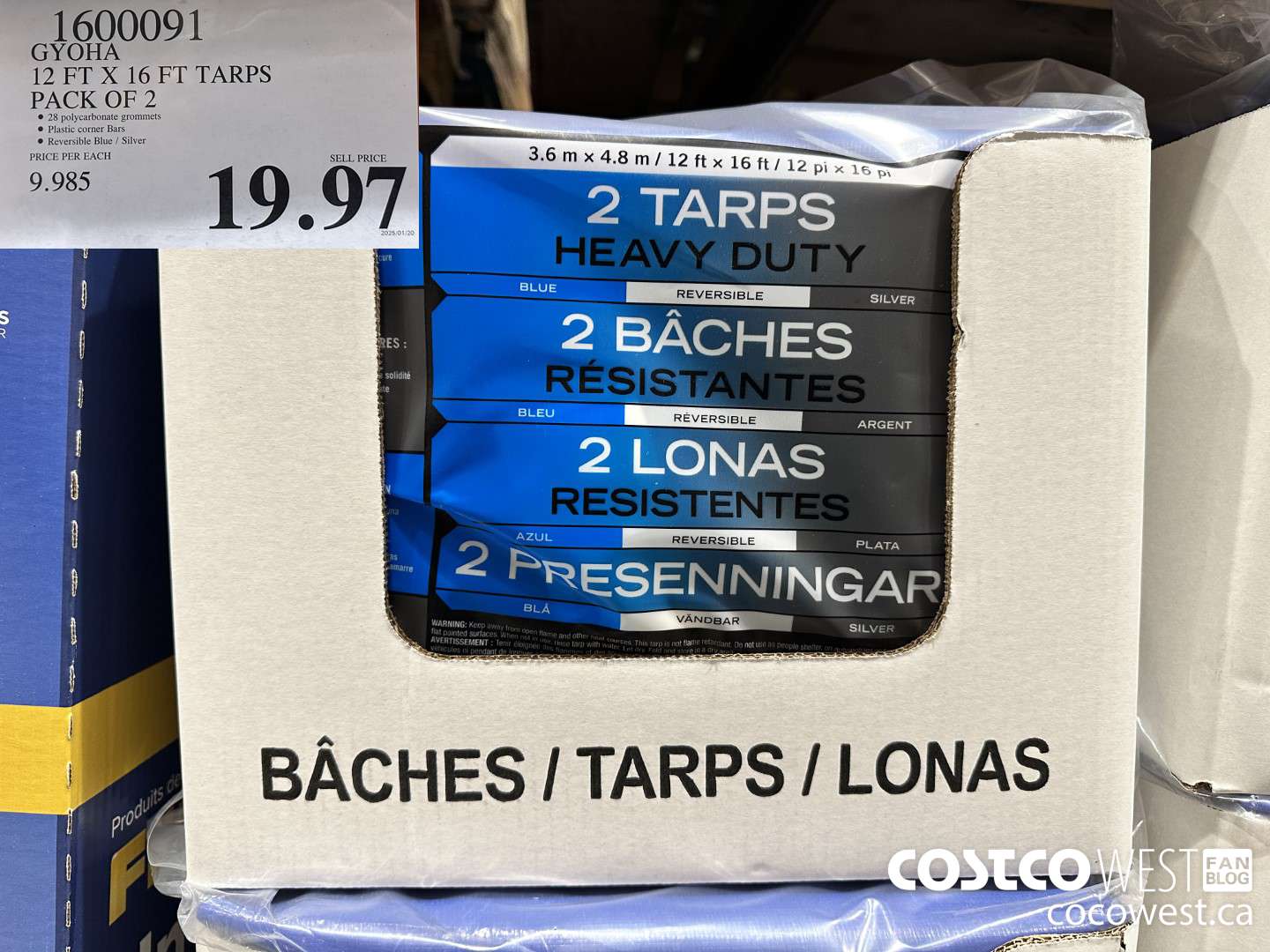 1600091 HEAVY DUTY REVERSIBLE TARPS (BROWN/SILVER) 12' X 16' 2-PACK $19.97