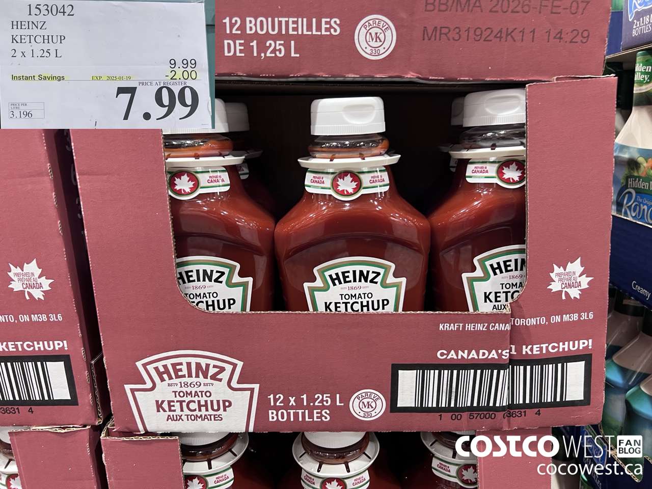 153042 HEINZ KETCHUP 2 x 1.25 L ($2.00 INSTANT SAVINGS EXPIRES ON 2025-01-19) $7.99