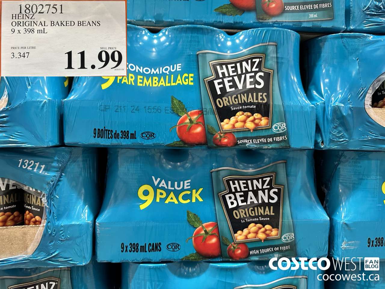 1802751 HEINZ ORIGINAL BAKED BEANS 9 X 398ML $11.99