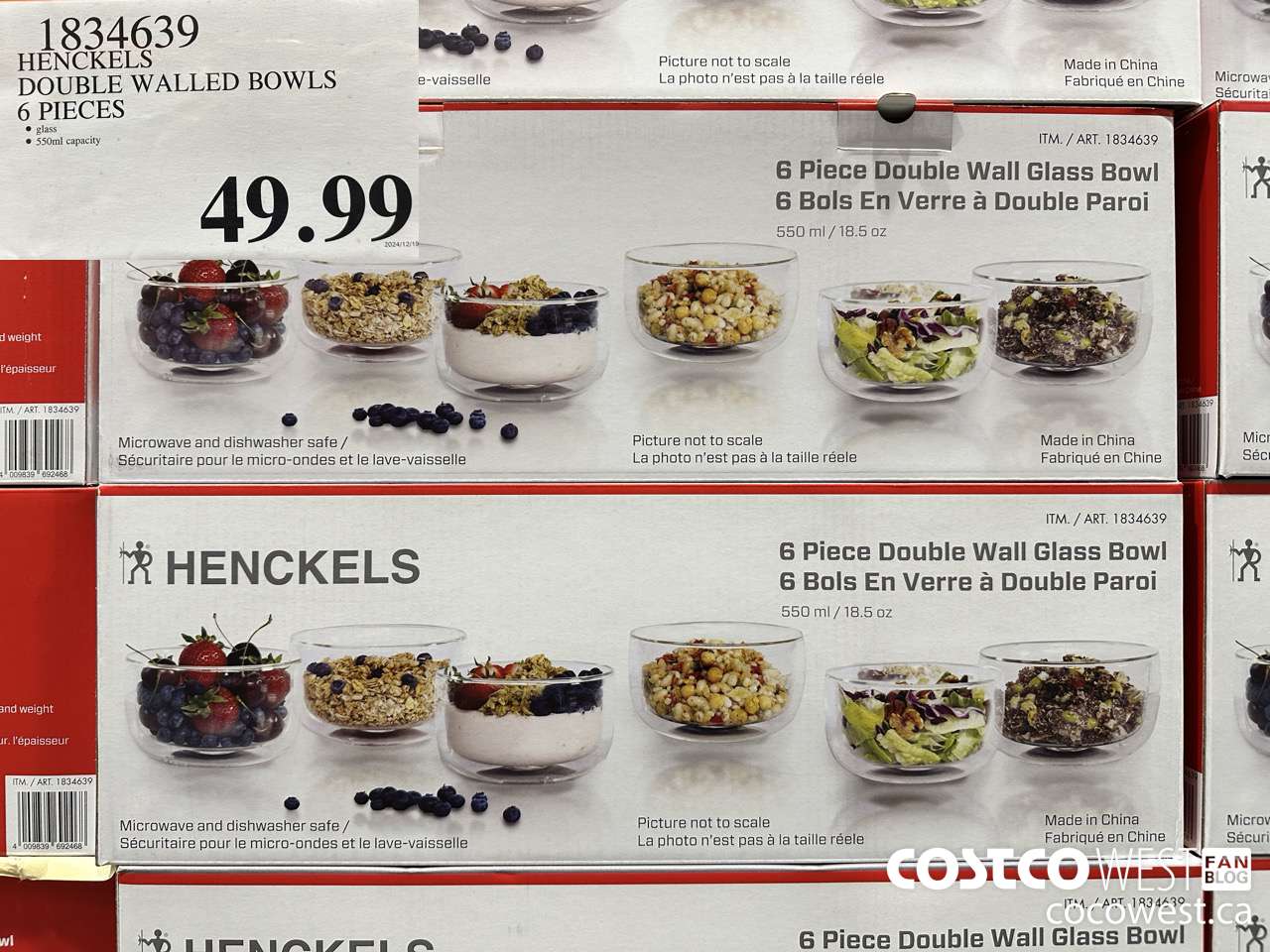 1834639 HENCKELS DOUBLE WALLED BOWLS 6 PIECES $49.99
