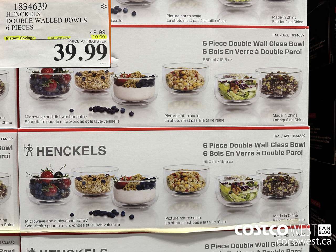 1834639 HENCKELS DOUBLE WALLED BOWLS 6 PIECES ($10.00 INSTANT SAVINGS EXPIRES ON 2025-02-02) $39.99