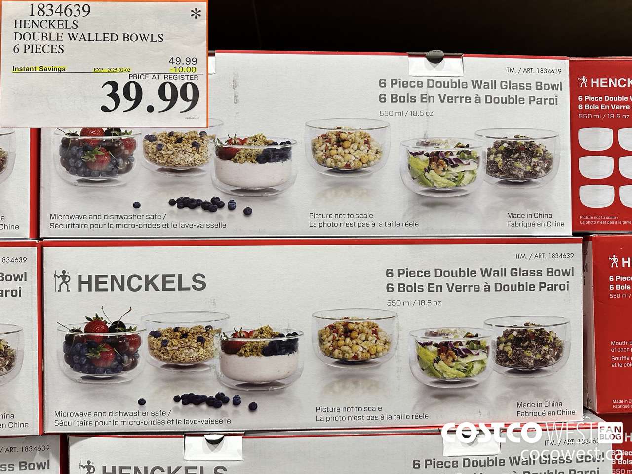 1834639 HENCKELS DOUBLE WALLED BOWLS 6 PIECES ($10.00 INSTANT SAVINGS EXPIRES ON 2025-02-02) $39.99