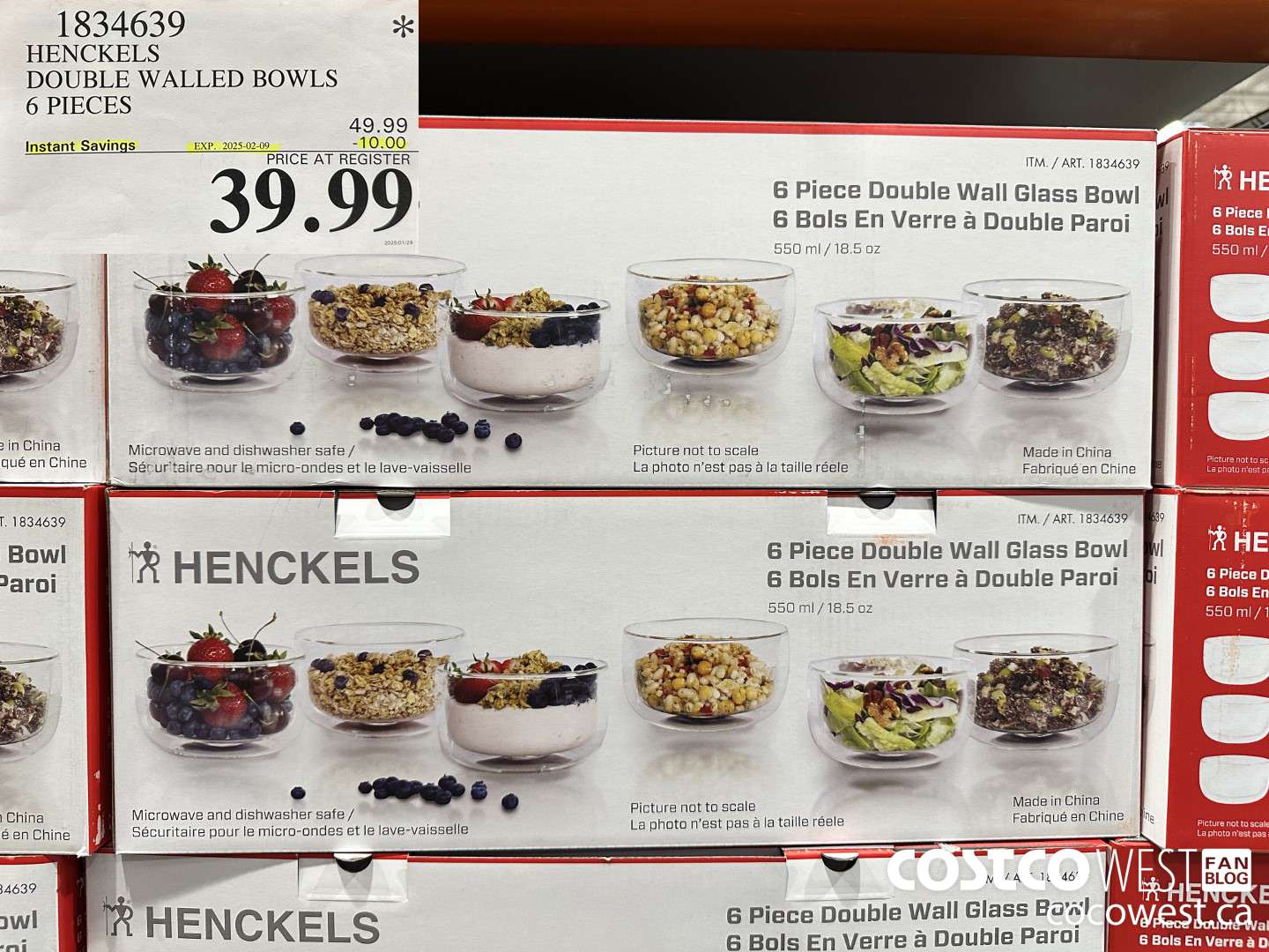 1834639 HENCKELS DOUBLE WALLED BOWLS 6 PIECES ($10.00 INSTANT SAVINGS EXPIRES ON 2025-02-09) $39.99