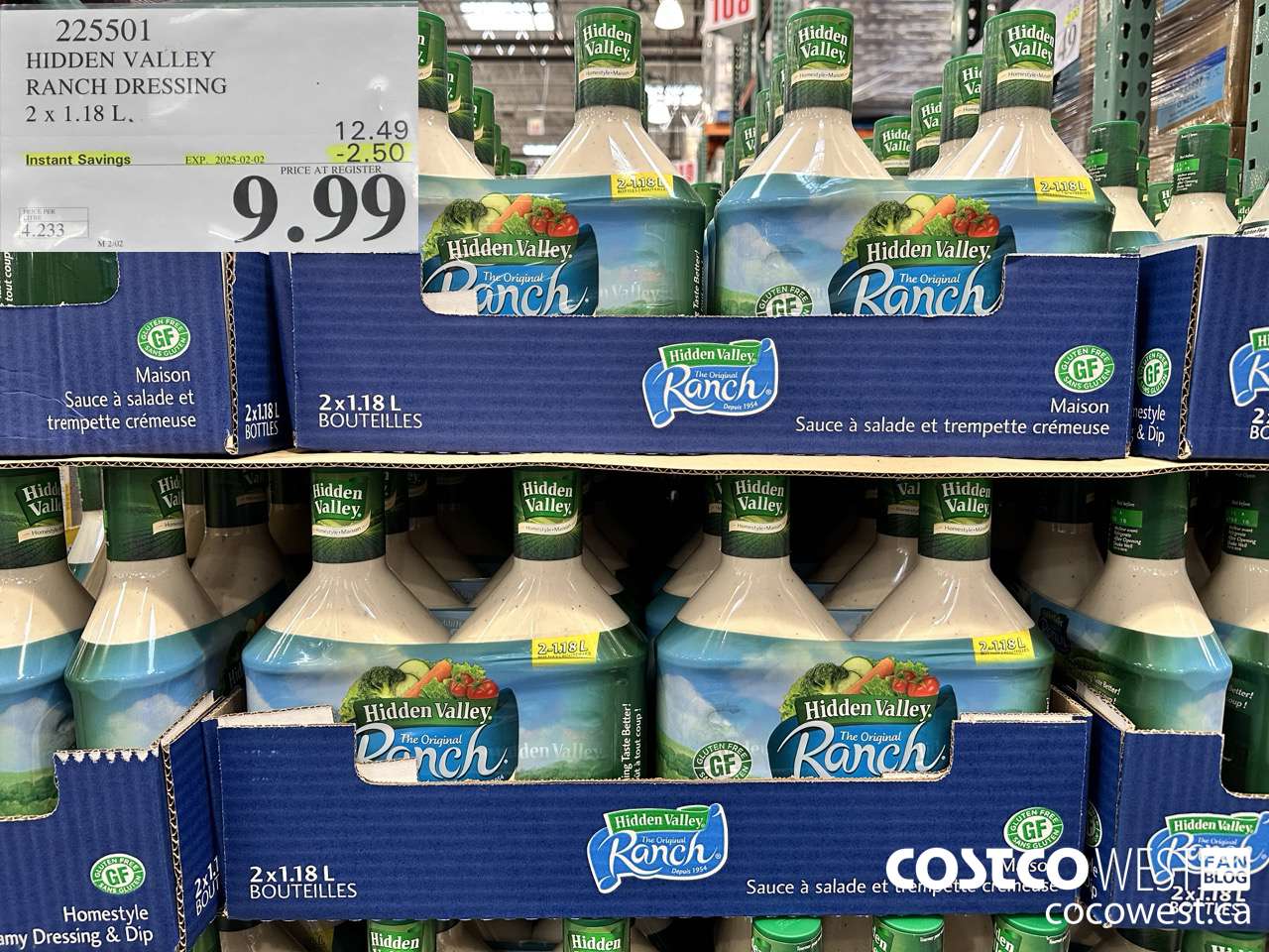 225501 HIDDEN VALLEY RANCH DRESSING 2 x 1.18 L ($2.50 INSTANT SAVINGS EXPIRES ON 2025-02-02) $9.99