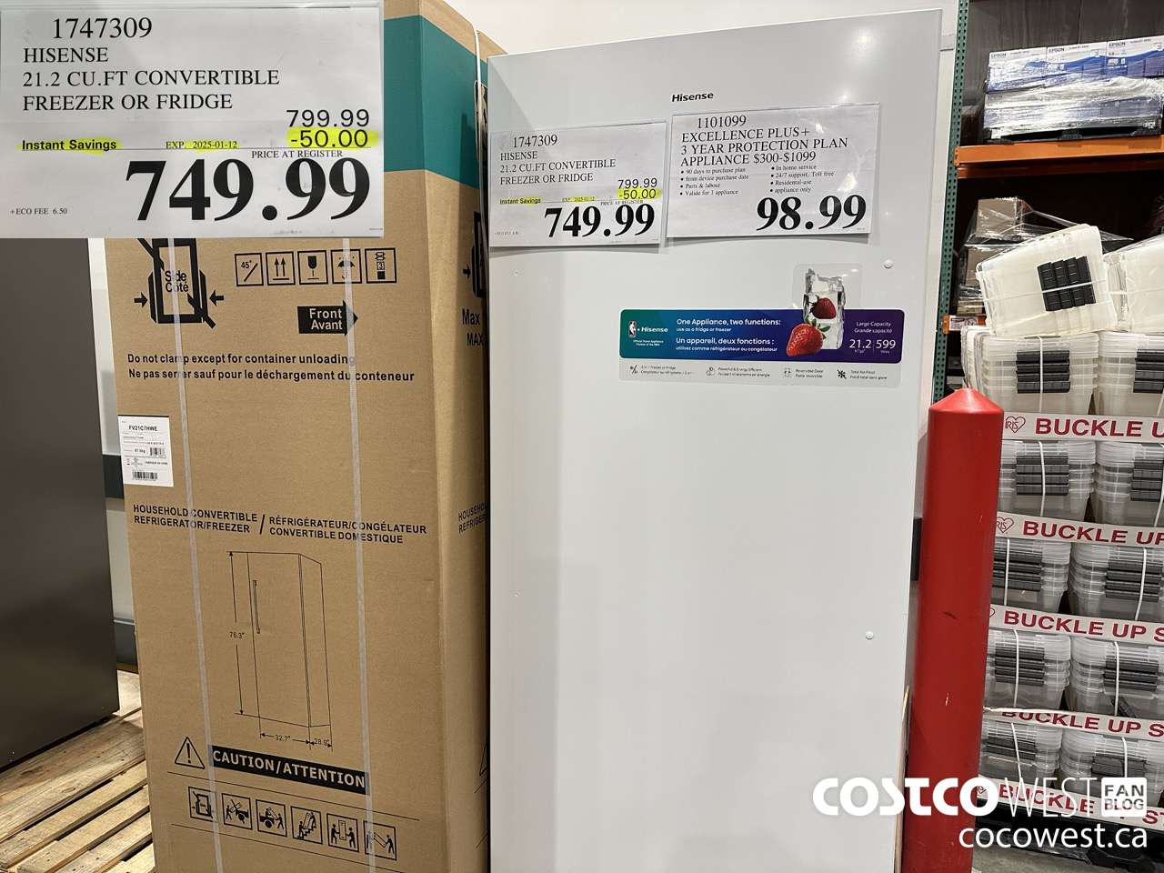 1747309 HISENSE 21.2 CU.FT CONVERTIBLE FREEZER OR FRIDGE ($50.00 INSTANT SAVINGS EXPIRES ON 2025-01-12) $749.99