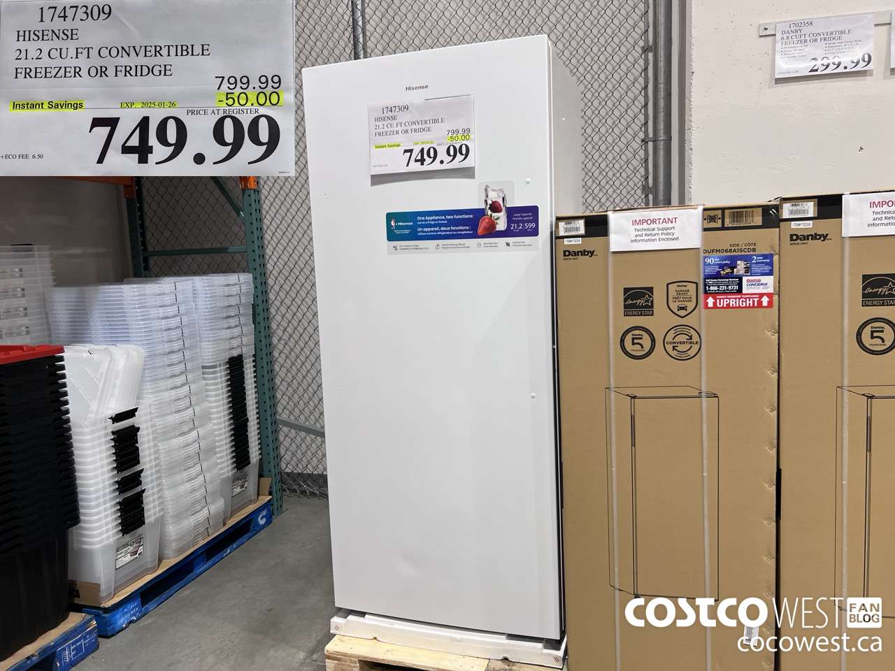 1747309 HISENSE 21.2 CU.FT CONVERTIBLE FREEZER OR FRIDGE ($50.00 INSTANT SAVINGS EXPIRES ON 2025-01-26) $749.99