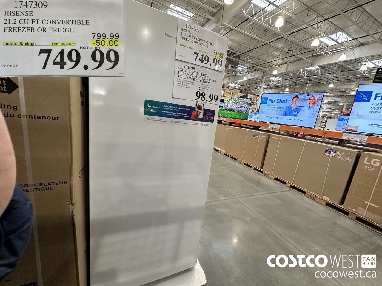1747309 HISENSE 21.2 CU.FT CONVERTIBLE FREEZER OR FRIDGE ($50.00 INSTANT SAVINGS EXPIRES ON 2025-01-26) $749.99