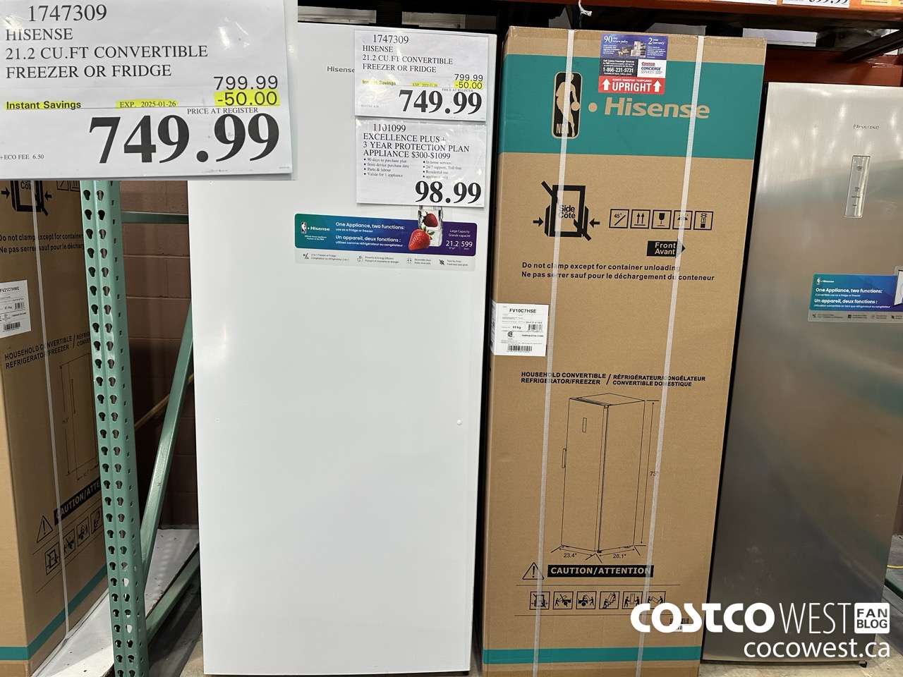 1747309 HISENSE 21.2 CU.FT CONVERTIBLE FREEZER OR FRIDGE ($50.00 INSTANT SAVINGS EXPIRES ON 2025-01-26) $749.99