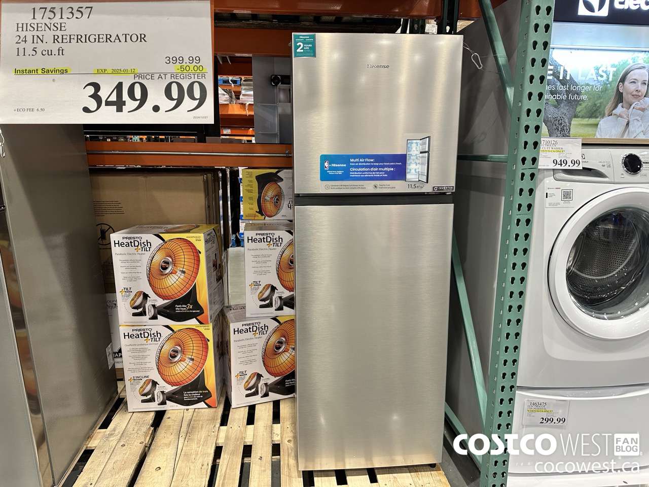 1751357 HISENSE 24 IN. REFRIGERATOR 11.5 CUFT ($50.00 INSTANT SAVINGS EXPIRES ON 2025-01-12) $349.99