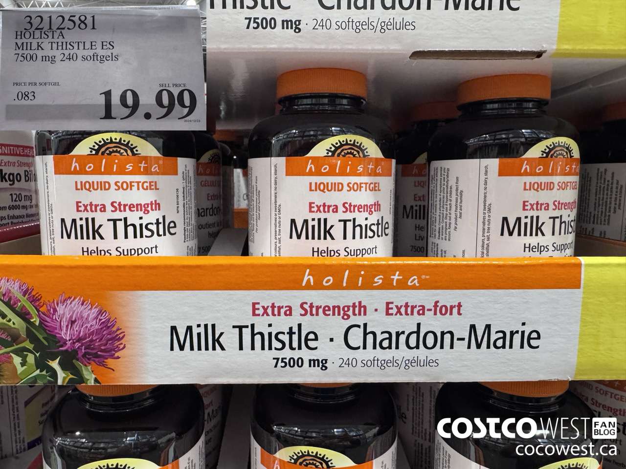 3212581 HOLISTA MILK THISTLE ES 250 mg 240 softgels $19.99