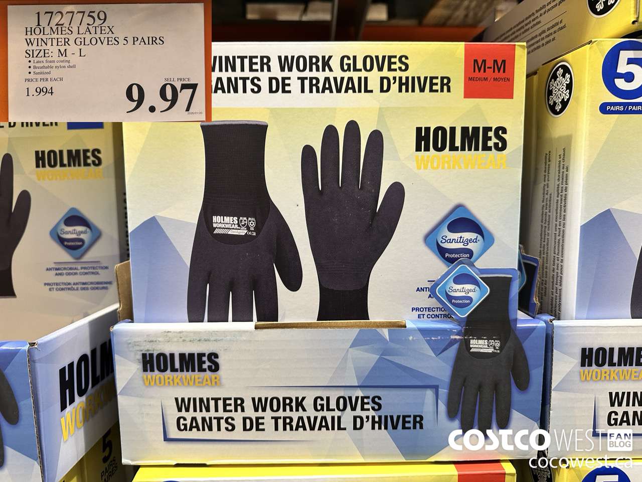 1727759 HOLMES LATEX WINTER GLOVES 5 PAIRS SIZE M-L $9.97