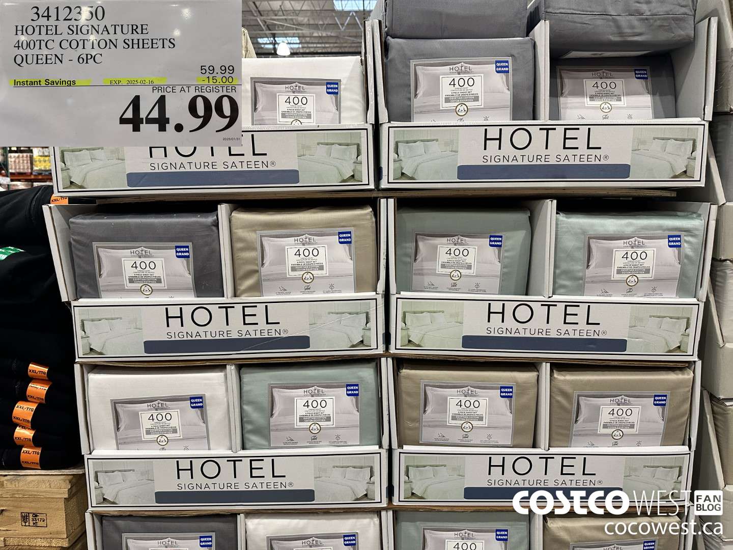 3412350 HOTEL SIGNATURE 400TC COTTON SHEETS QUEEN 6PC ($15.00 INSTANT SAVINGS EXPIRES ON 2025-02-16) $44.99