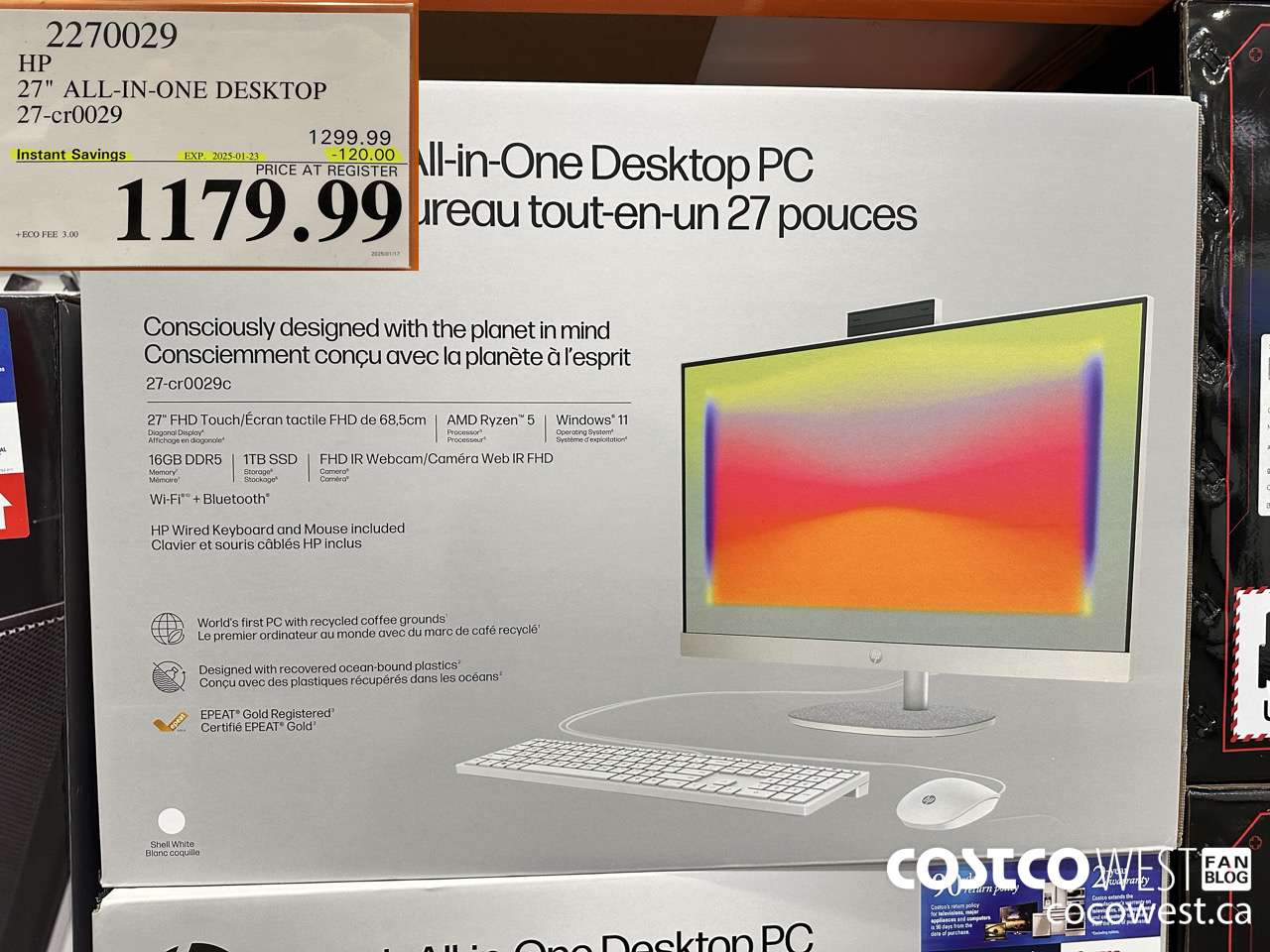 2270029 HP ALL-IN-ONE COMPUTER 27-CR0029 ($120.00 INSTANT SAVINGS EXPIRES ON 2025-01-23) $1179.99