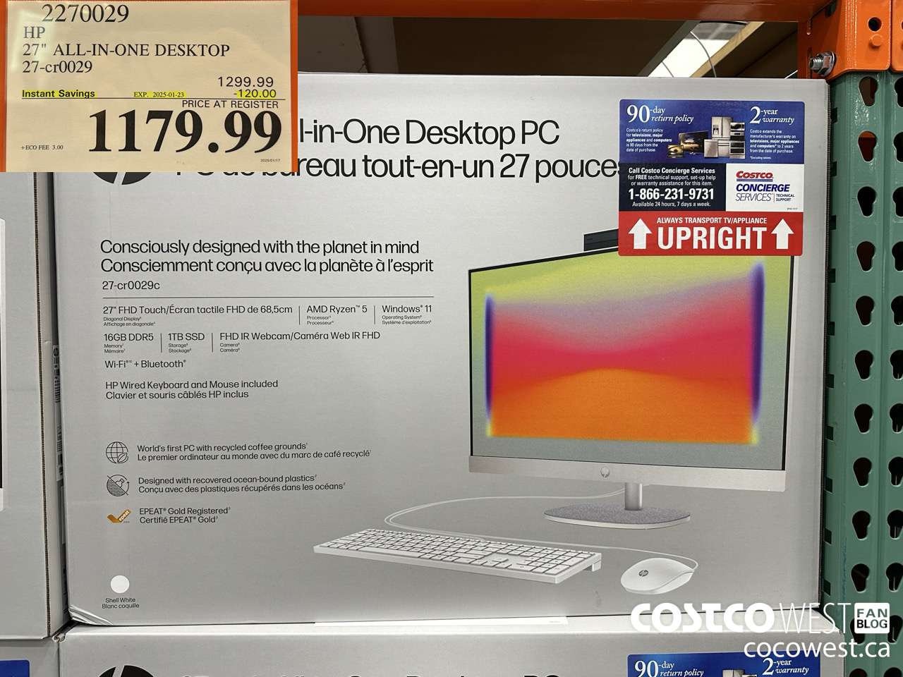 2270029 HP ALL-IN-ONE COMPUTER 27-CR0029 ($120.00 INSTANT SAVINGS EXPIRES ON 2025-01-23) $1179.99