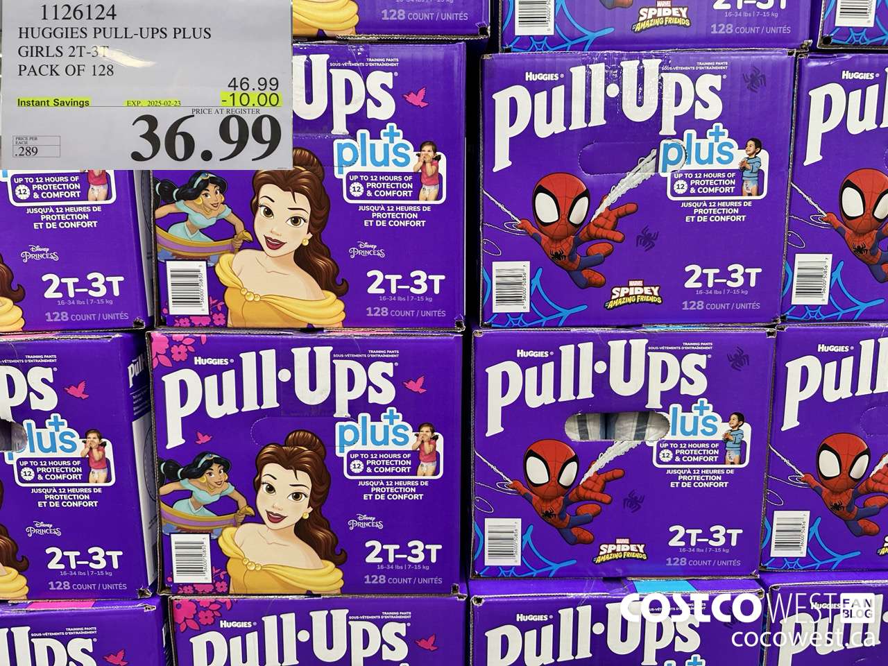 1126124 HUGGIES PULL-UPS PLUS GIRLS 2T-3T PACK OF 128 ($10.00 INSTANT SAVINGS EXPIRES ON 2025-02-23) $36.99