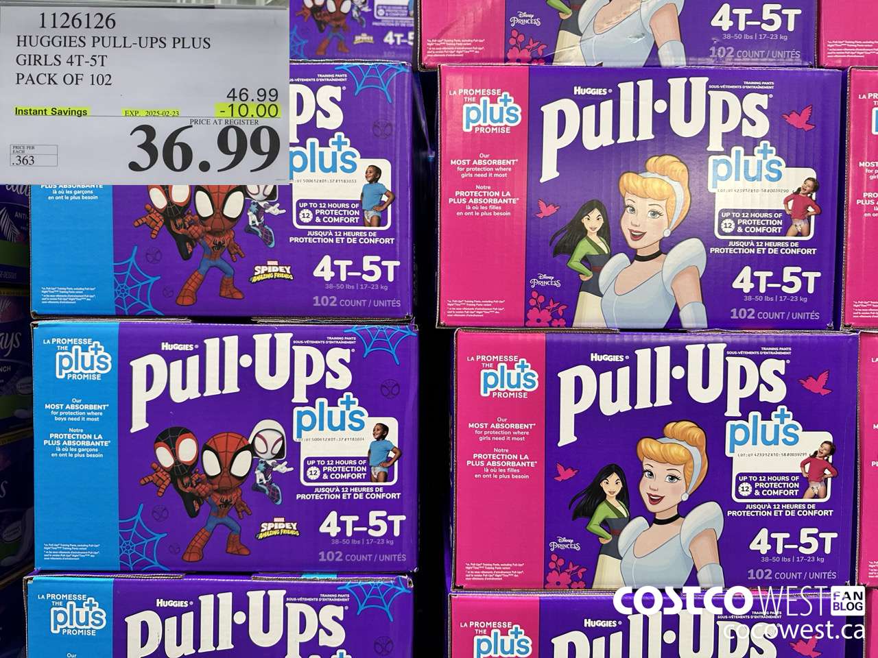1126126 HUGGIES PULL-UPS PLUS GIRLS 4T-5T PACK OF 102 ($10.00 INSTANT SAVINGS EXPIRES ON 2025-02-23) $36.99