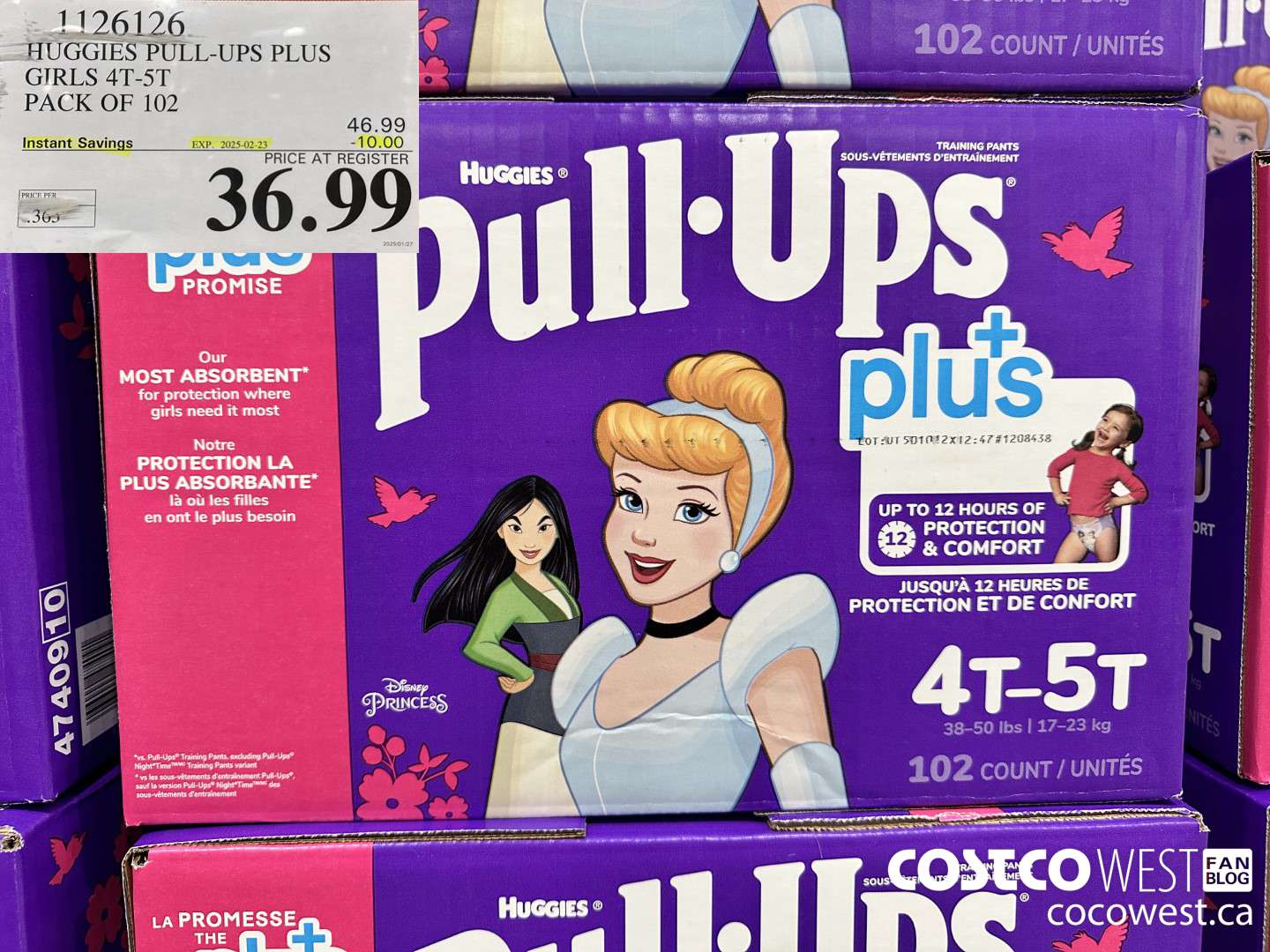 1126126 HUGGIES PULL-UPS PLUS GIRLS 4T-5T PACK OF 102 ($10.00 INSTANT SAVINGS EXPIRES ON 2025-02-23) $36.99
