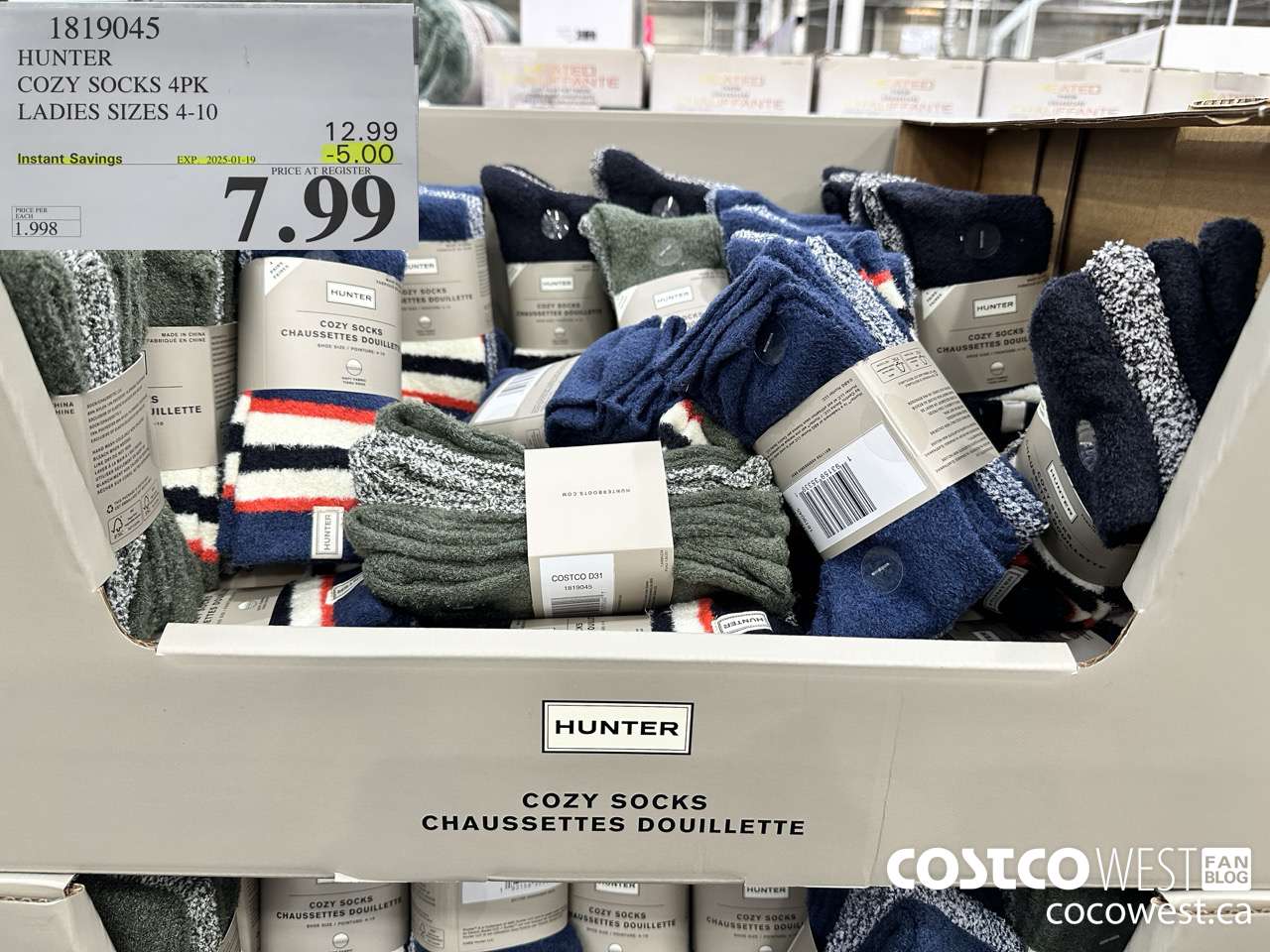 1819045 HUNTER COZY SOCKS 4PK LADIES SIZES 4-10 ($5.00 INSTANT SAVINGS EXPIRES ON 2025-01-19) $7.99