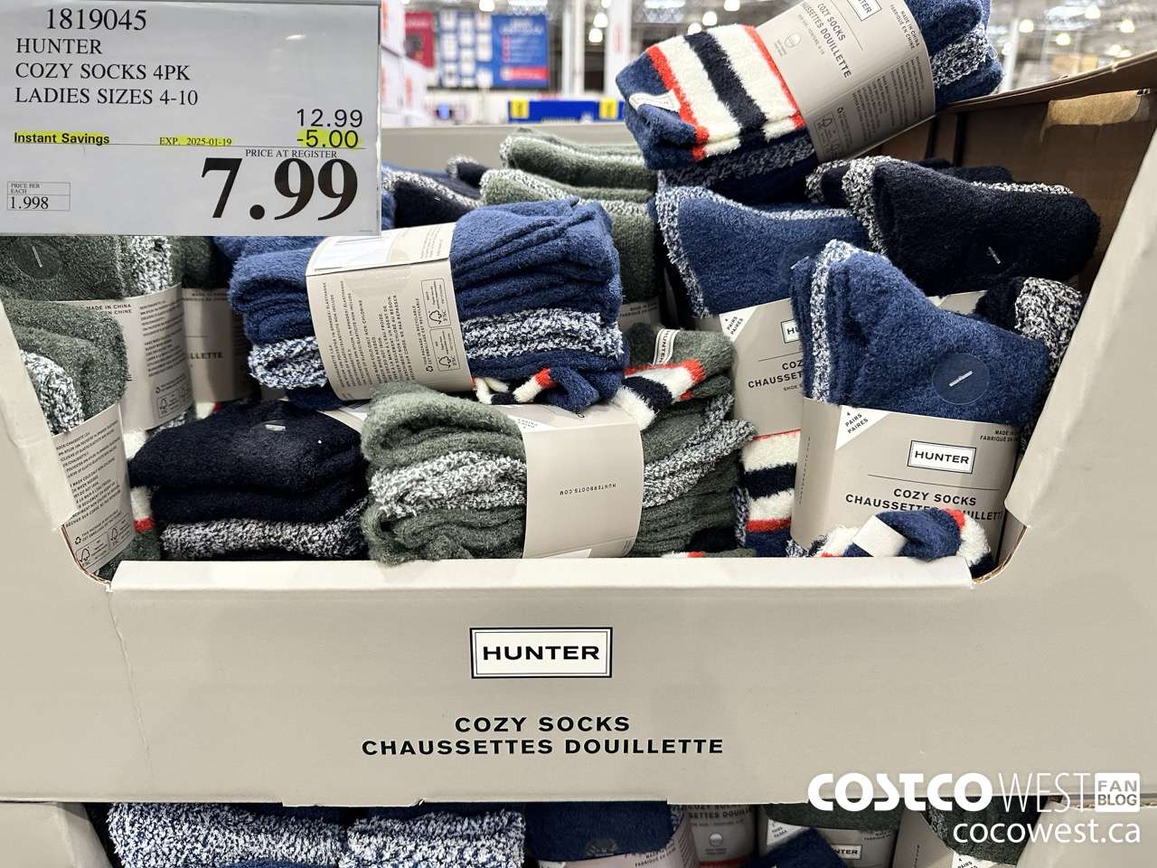 1819045 HUNTER COZY SOCKS 4PK LADIES SIZES 4-10 ($5.00 INSTANT SAVINGS EXPIRES ON 2025-01-19) $7.99