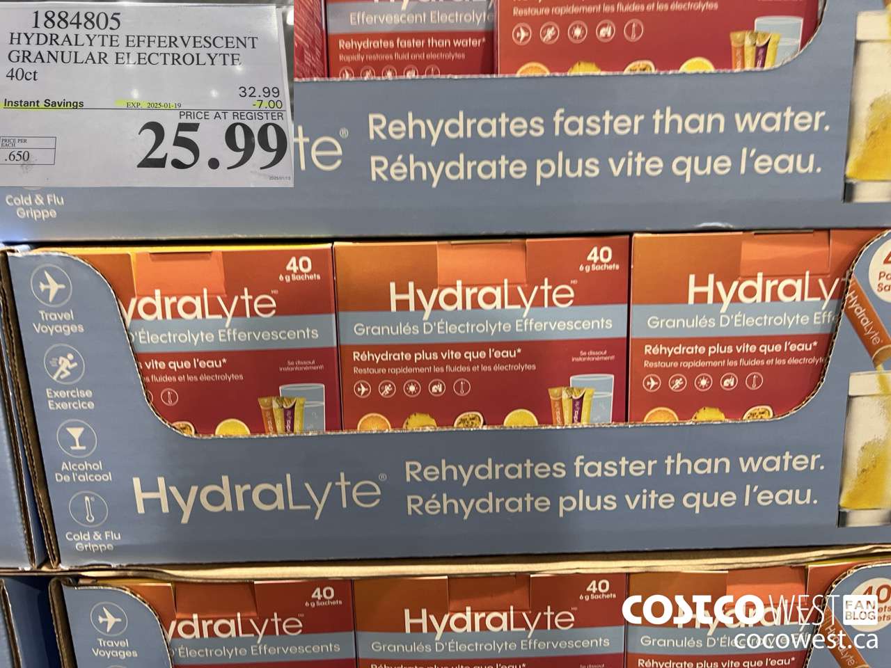1884805 HYDRALYTE EFFERVESCENT GRANULAR ELECTROLYTE 40CT ($7.00 INSTANT SAVINGS EXPIRES ON 2025-01-19) $25.99