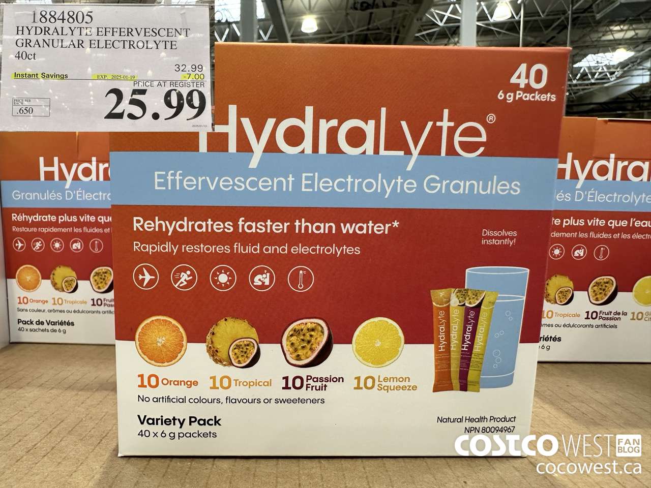 1884805 HYDRALYTE EFFERVESCENT GRANULAR ELECTROLYTE 40CT ($7.00 INSTANT SAVINGS EXPIRES ON 2025-01-19) $25.99
