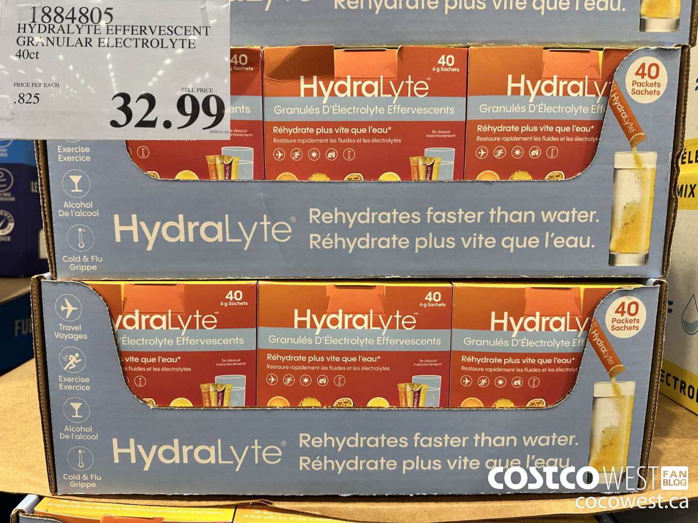 1884805 HYDRALYTE EFFERVESCENT GRANULAR ELECTROLYTE 40CT $32.99