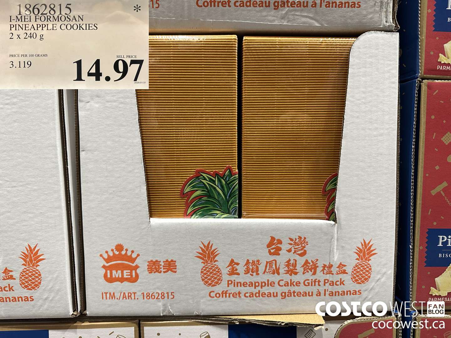 1862815 I-MEI FORMOSAN PINEAPPLE COOKIES 2 X 240G $14.97